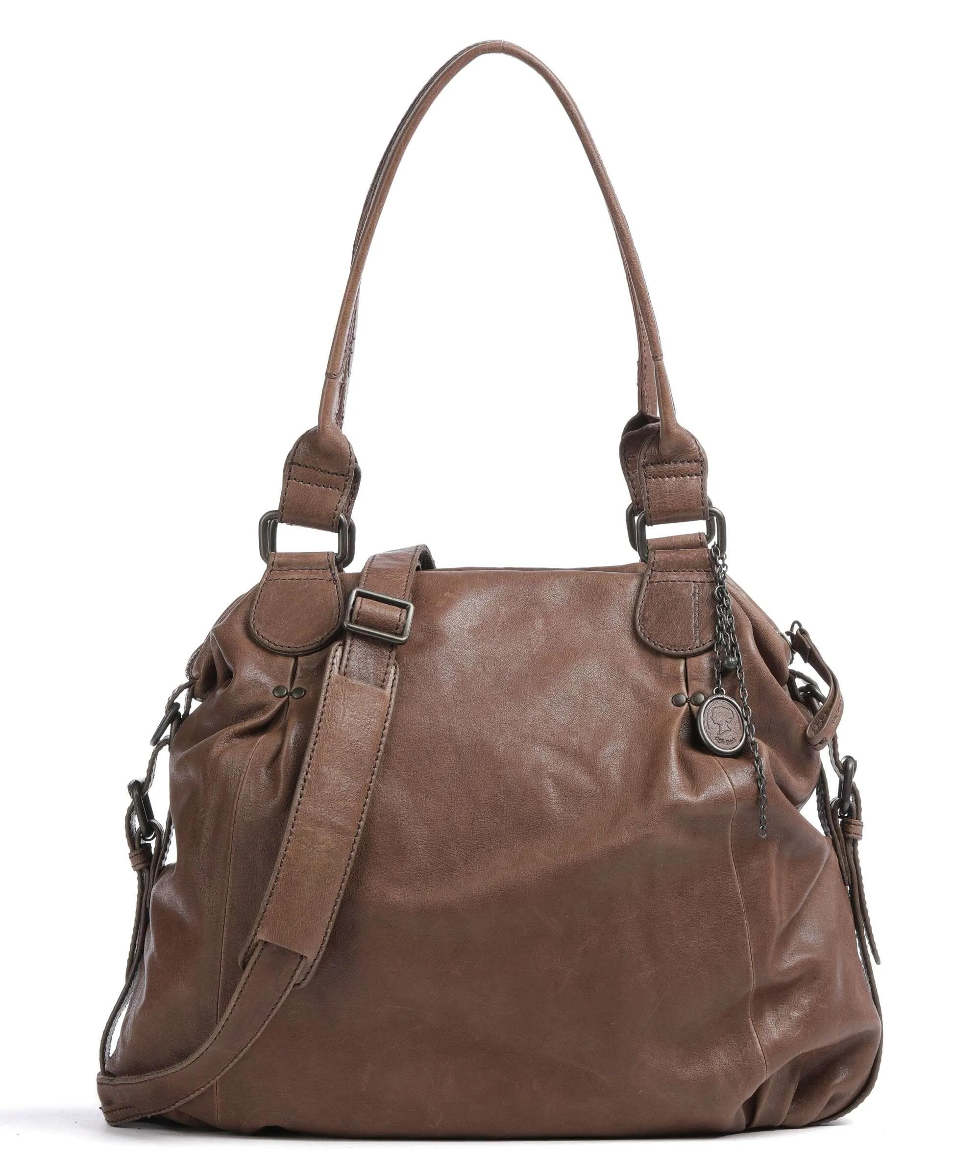  Aunts & Uncles Coffee Klatsch Cara Borsa a spalla pelle di vacchetta finemente grana marrone scuro  