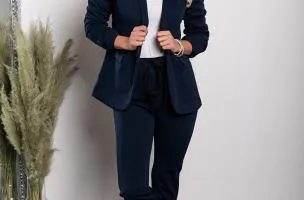 Completo pantalone e blazer elegante Estrena, blu scuro