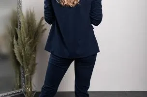 Completo pantalone e blazer elegante Estrena, blu scuro
