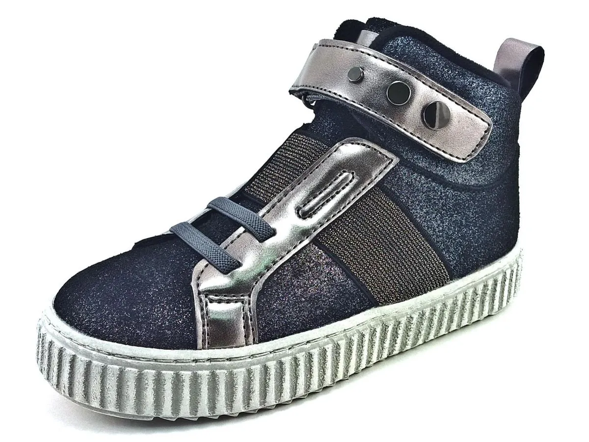   Grunland Junior sneaker brillantinata con velcro  